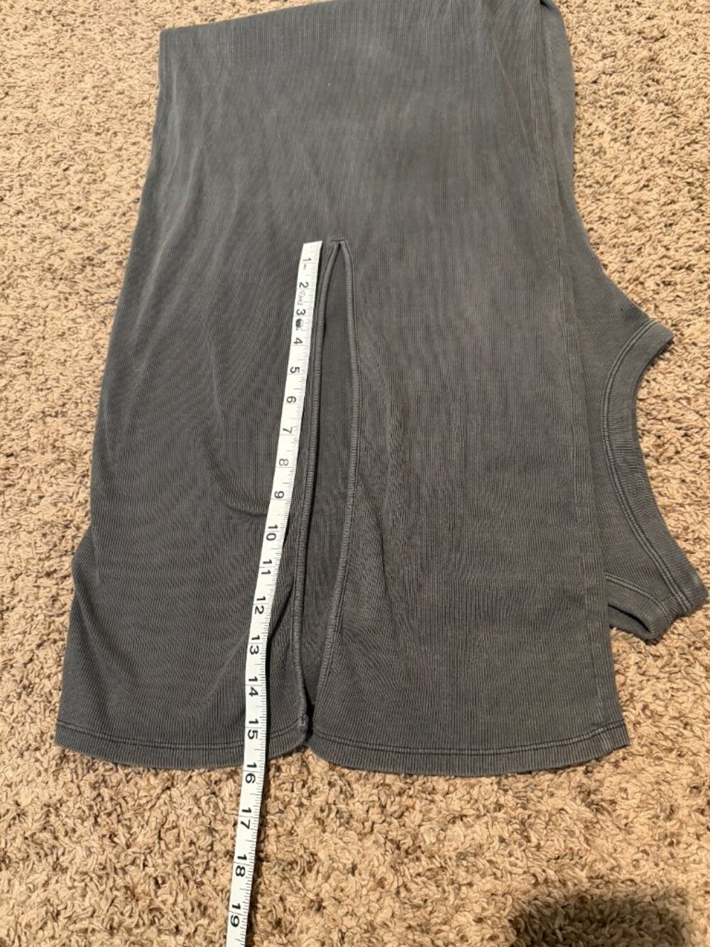 H&M Gray Ribbed High Neck Maxi Dress with Slit - Small - Picture 10 of 12